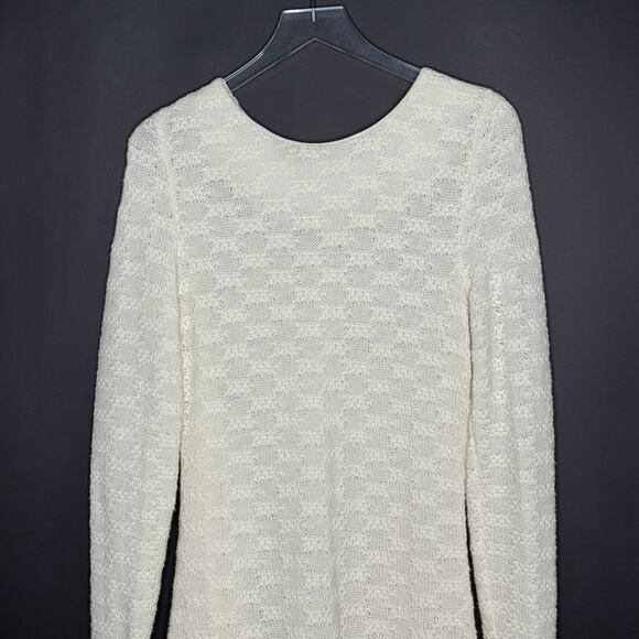 Tibi M Womens 100% Lamb Wool Sweater Dress Ruffle Hem Cream Vintage - Picture 4 of 8